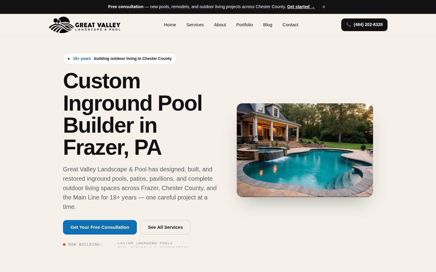 Great Valley Landscape & Pool website preview